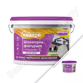Декоративная штукатурка фактурная (белая; 7 кг) для наружных и внутренних работ krafor 47630