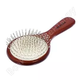 Деревянная массажная расческа-круг с металлическими зубчиками банные штучки 19.5x9.5x3.5 см 51012