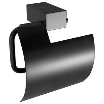 Держатель для туалетной бумаги Lemark SMOOTH LINE с крышкой, черный 9722011