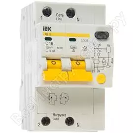 Дифференциальный автомат IEK АД-12 2п, 16А, C, 10мА MAD10-2-016-C-010