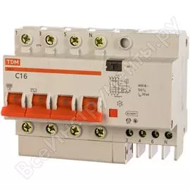 Дифавтомат TDM ELECTRIC АД-4 4п, 16 А, 30 мА SQ0221-0006