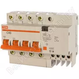 Дифавтомат TDM ELECTRIC АД-4 4п, 40 А, 30 мА SQ0221-0009