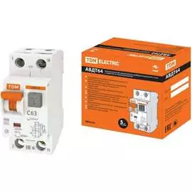 Дифавтомат TDM ELECTRIC АВДТ 64 C63, 300 мА SQ0205-0016