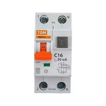 Дифавтомат TDM ELECTRIC АВДТ 63 C16, 30 мА SQ0202-0002