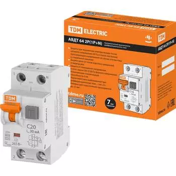 Дифавтомат TDM ELECTRIC АВДТ 64 C20, 30 мА SQ0205-0005