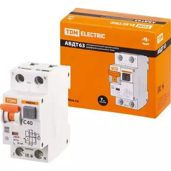 Дифавтомат TDM ELECTRIC АВДТ 63 C40, 30 мА SQ0202-0006