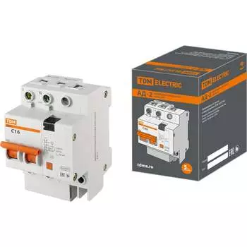 Дифавтомат TDM ELECTRIC АД-2 2п, 16 А, 30 мА SQ0221-0001