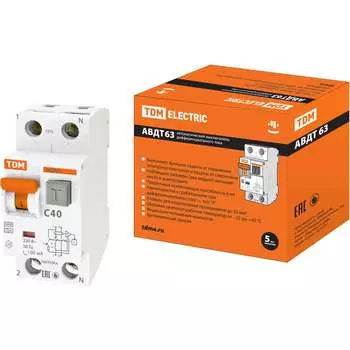 Дифавтомат TDM ELECTRIC АВДТ 63 C40, 100 мА SQ0202-0008