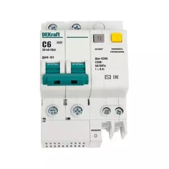 Дифференциальный автомат DEKraft ДИФ101-2Р-006А-030-C 15001DEK