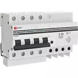 Дифференциальный автомат EKF 25А, 30мА, характеристика C, AC, 270В, 6кА DA4-6-25-30-pro