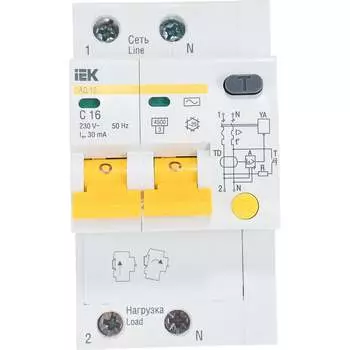 Дифференциальный автомат IEK АД-12 2п, C, 16А, 30мА MAD10-2-016-C-030