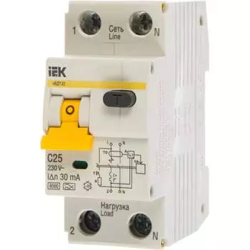 Дифференциальный автомат IEK АВДТ-32 1п+N, C, 25А, 30мА MAD22-5-025-C-30