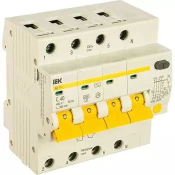 Дифференциальный автомат IEK АД-14 4п, 40А, C, 300мА MAD10-4-040-C-300