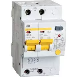 Дифференциальный автоматический выключатель тока IEK АД-12М C MAD12-2-050-C-030