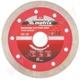 Диск алмазный отрезной сплошной тонкий (115х22.2 мм; 1.8х10 мм; мокрое резание) matrix 730777
