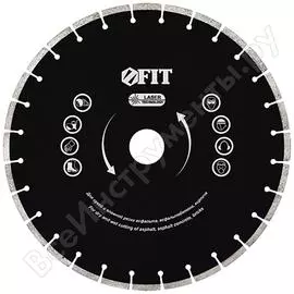 Диск отрезной алмазный сегментный сухая и влажная резка, для асфальта, асфальтобетона, кирпича (300х25.4 мм) fit hq 37326