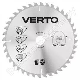 Диск отрезной по дереву (250x30 мм; 40 зубьев) verto 61h134