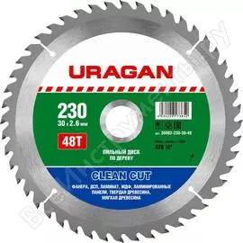 Диск пильный по дереву чистый рез (230x30 мм; 48т) uragan 36802-230-30-48