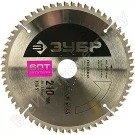 Диск пильный профи мультирез по алюминию, ламинату, пластику, дсп (210х30 мм; 60т) зубр 36853-210-30-60