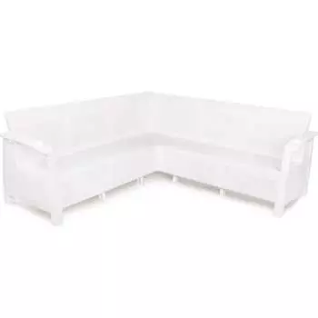 Диван ЗПИ "Альтернатива" Ротанг-плюс угловой белый без подушки М8347