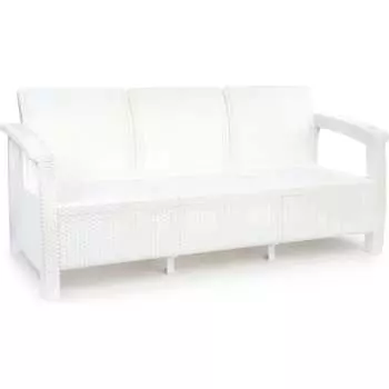Диван ЗПИ "Альтернатива" Ротанг-плюс 3-х местный белый без подушки М8349