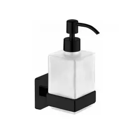 Дозатор для мыла aquanet 6581mb стекло с держателем, черный матовый 00246598