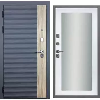 Дверь DIVA 76 Зеркало 2050x960 Левая Дуб Серая - Д20 Белый софт УТ-00083209