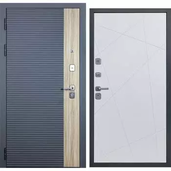 Дверь DIVA 76 2050x960 Левая Дуб Серая - Д11 Белый софт УТ-00083133