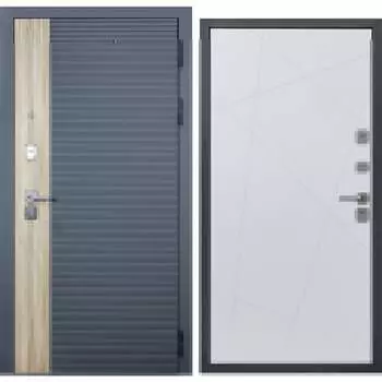 Дверь DIVA 76 2050x960 Правая Дуб Серая - Д11 Белый софт УТ-00083134