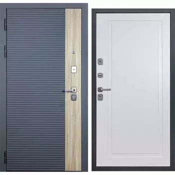 Дверь DIVA 76 2050x960 Левая Дуб Серая - Н10 Белый софт УТ-00083167