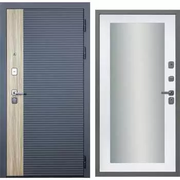 Дверь DIVA 76 Зеркало 2050x860 Правая Дуб Серая - Д20 Белый софт УТ-00083208