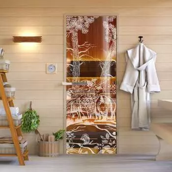 Дверь для бани DoorWood Мишка в лесу УТ-00014695