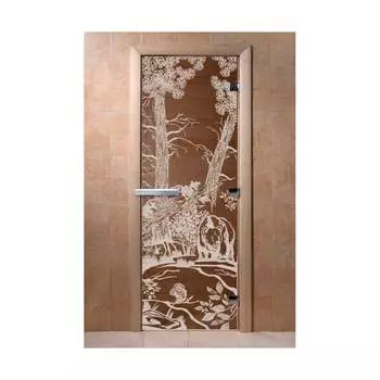 Дверь для бани DoorWood Мишка в лесу