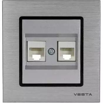 Двойная розетка для сетевого кабеля Vesta Electric Exclusive Silver Metallic FRZ00041019SER
