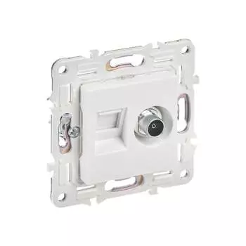 Двойная розетка IEK SKANDY TV+RJ45 кат.5E SK-A14W арктический белый SK-AK20-1-K01