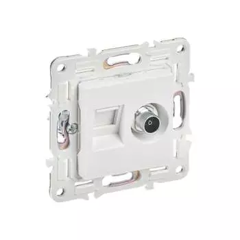 Двойная розетка IEK SKANDY TV+RJ45 кат.6E SK-A15W арктический белый SK-AK20-2-K01