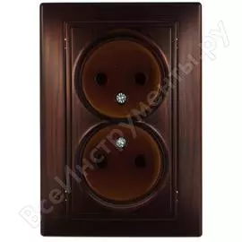 Двойная розетка lezard mira, без заземления, керамика, маун, 701-0404-128