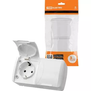 Двойная розетка TDM 2П+3 открытой установки IP54 16А с крышкой белая "Селигер" SQ1818-0014