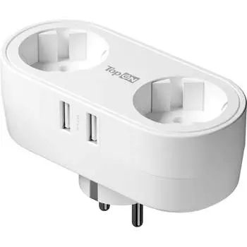 Двойник для розетки с заземлением TopOn TOP-SL-822E-2A