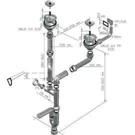 Двойной сифон alveus fi 114 c переливом eco new 1130557