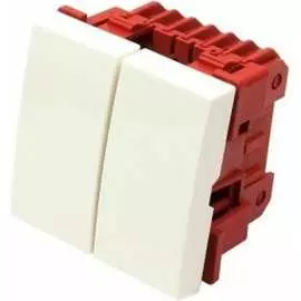 Двухклавишный двухконтактный выключатель LANMASTER LAN-EC45x45-S22-WH