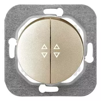 Двухклавишный проходной механизм выключателя BYLECTRICA ПРОВАНС С(6+6) 10-3363 шампань