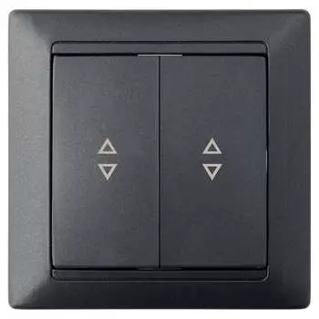 Двухклавишный проходной выключатель BYLECTRICA серия СТИЛЬ С6+6 10-847 графит