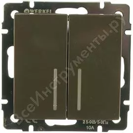 Двухклавишный проходной выключатель werkel wl07-sw-2g-2w-led с подсветкой a029876