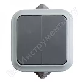 Двухклавишный выключатель rexant влагозащищенный открытой установки ip54 10 а 78-0521