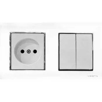 Двухклавишный выключатель + розетка Vesta Electric