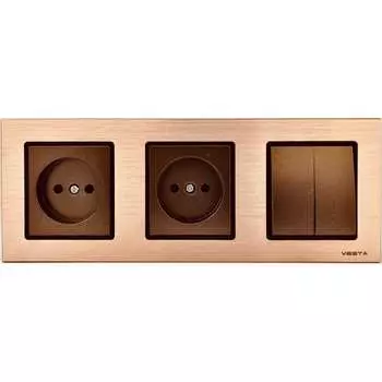 Двухклавишный выключатель + розетки Vesta Electric Комплект-3 FRM050306BSH