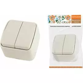 Двухклавишный выключатель TDM ELECTRIC Дача Народная SQ1824-0015