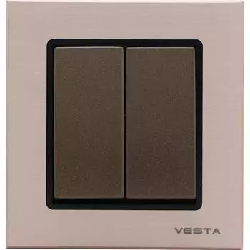 Двухклавишный выключатель Vesta Electric Exclusive Champagne Metallic FVK050204BSH