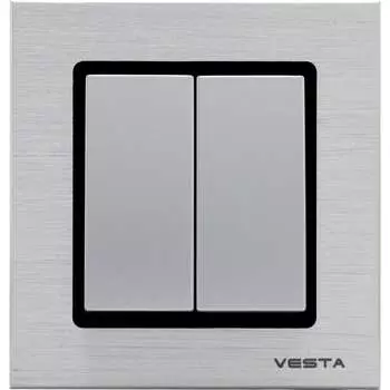 Двухклавишный выключатель Vesta Electric Exclusive Silver Metallic FVK050203SER